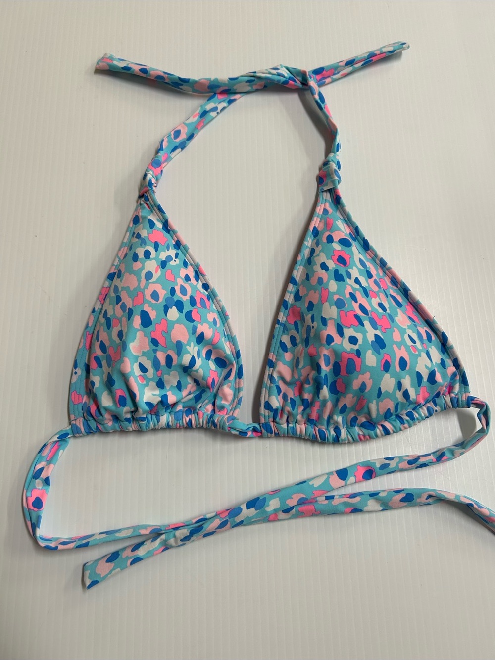 Lilly Pulitzer Women's Blue Pink Flavie Triangle Bikini Top Size 10